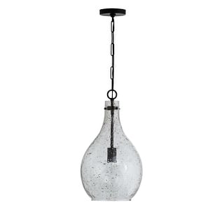 Rabun 1-light Hanging Pendant w/ Clear Stone Seeded Glass