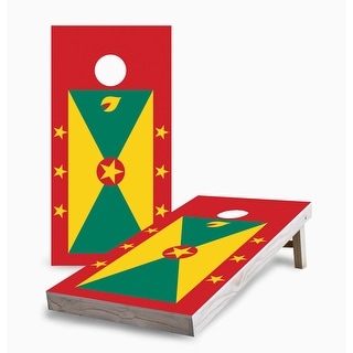 Grenada Flag Corn Hole Board Set w Case & Lights