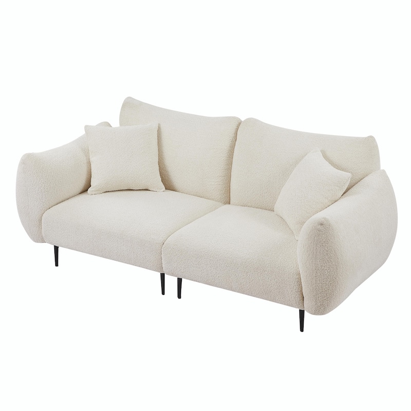 Oversized Sherpa Loveseat - 4-Seater Sofa with Metal Legs