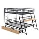 preview thumbnail 15 of 15, Full Size Metal Bunk Bed with Built-in Desk, Light and 2 Drawers