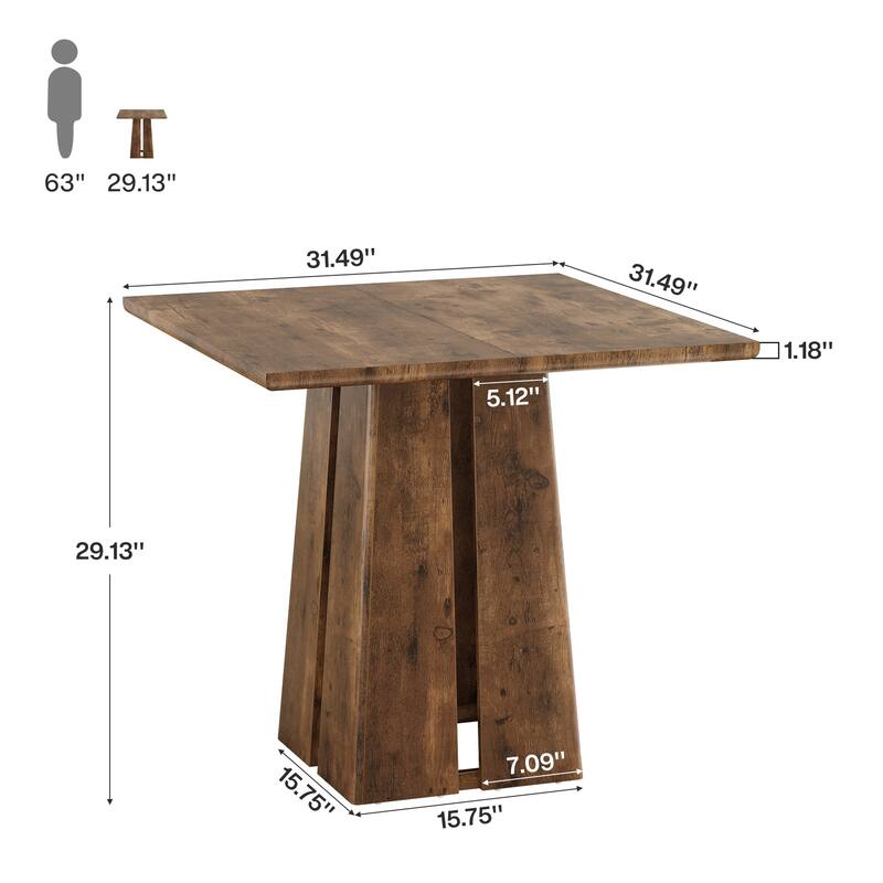 31.5" Square Dining Table with Pedestal Base