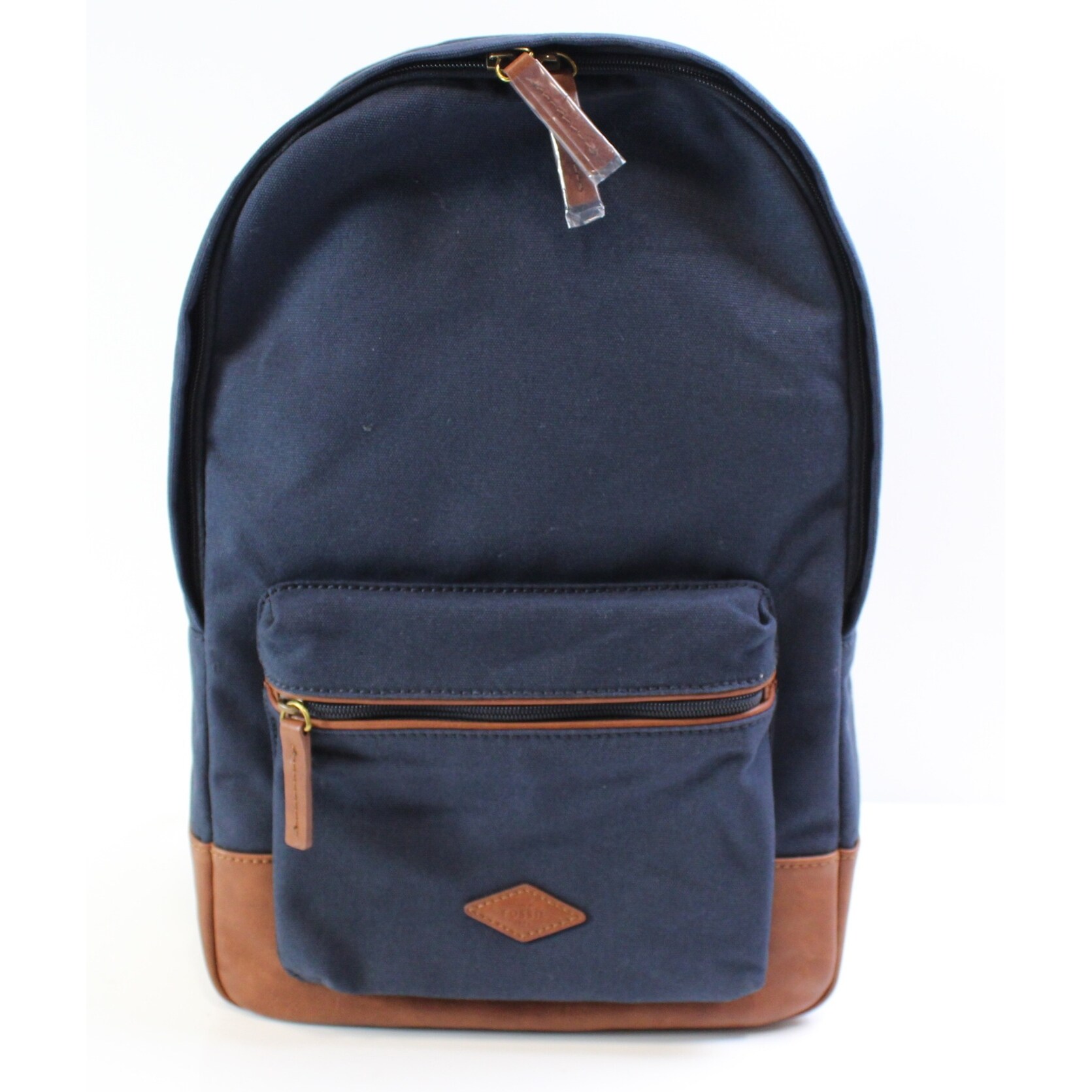 mens navy leather backpack