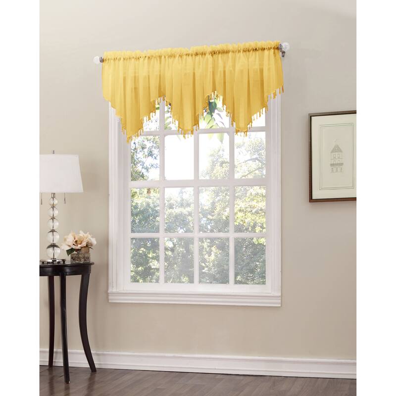 No. 918 Erica Sheer Crush Voile Single Ascot Curtain Valance - 51x24 - Yellow