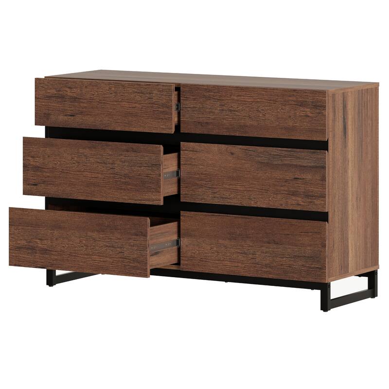 3-Piece Dresser And Nightstand Set, Dresser With 6 Drawers, 2 Nightstand for Bedroom, Bedroom Furniture Set