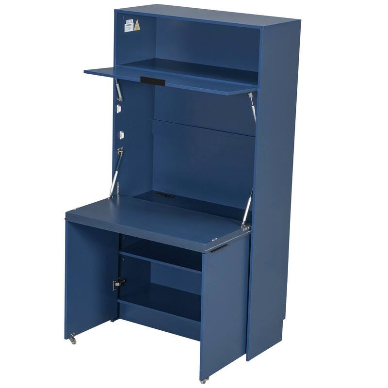 69"Tall Kitchen Pantry with Hutch, Multifunctional Storage Cabinet with Adjustable Shelf and Power Outlet