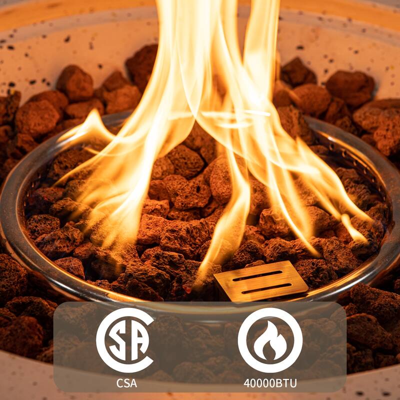 COSIEST Outdoor Patio Round Propane Firepit, 40000BTU - 28" W x 28" D x 12" H