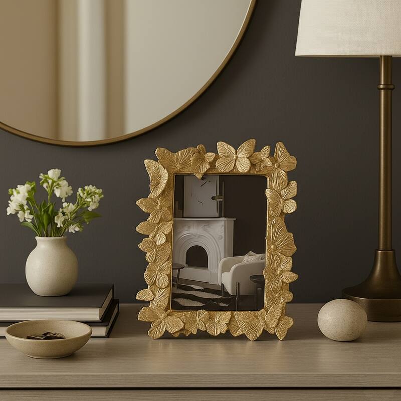 Resin Butterflies Decorative Photo Frame - Gold, 4x6 in.