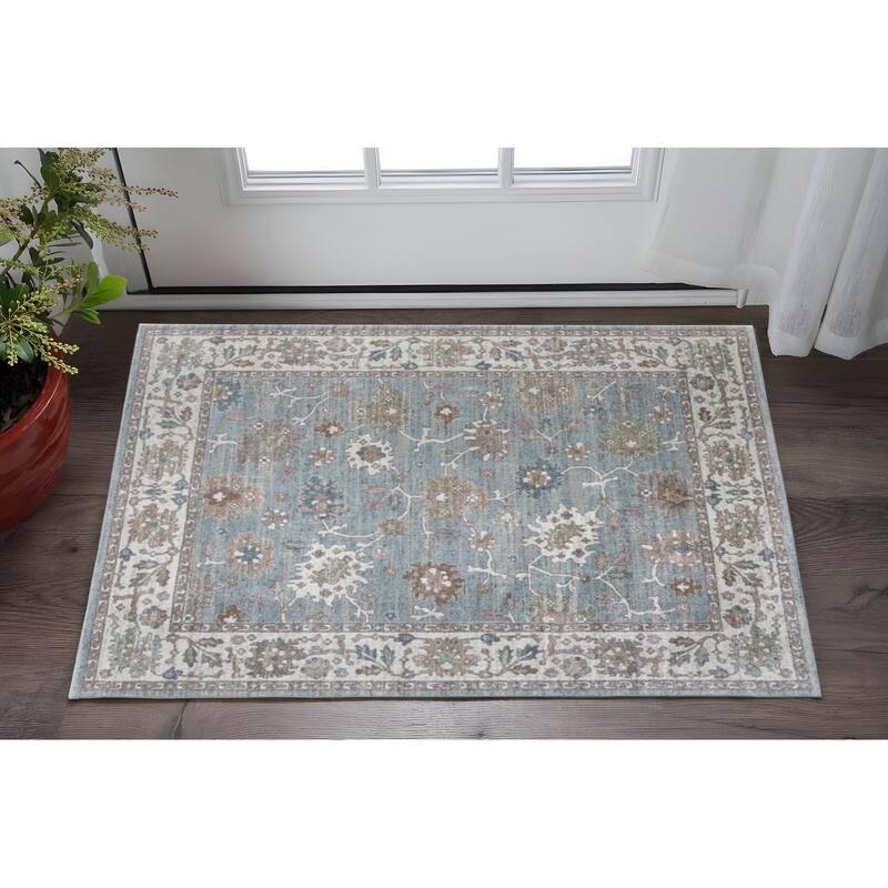 HomeRoots Floral Bohemian Rectangle Area Rug - 34.00 in. x 21.00 in.  x 0.39 in.