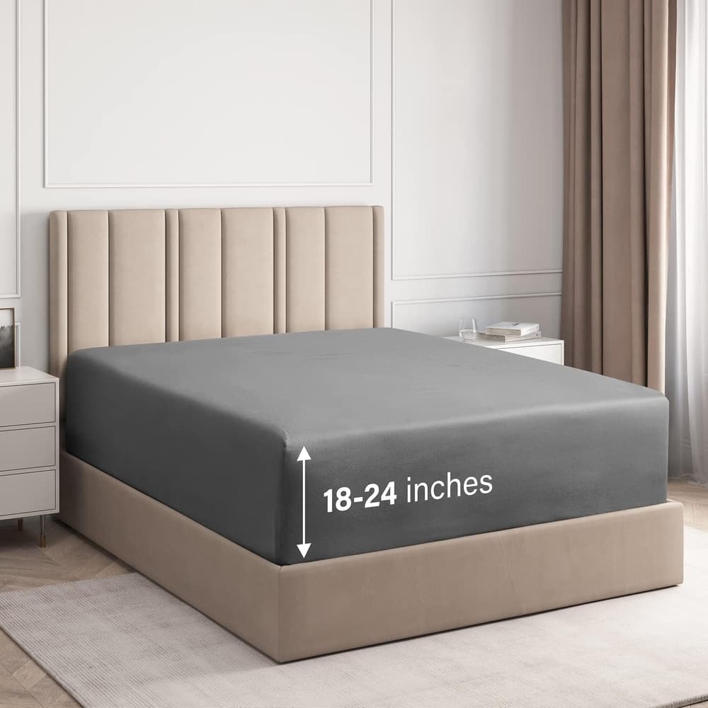 CGK Linens Microfiber Extra Deep Pocket 18" - 24" Inch Fitted Sheet
