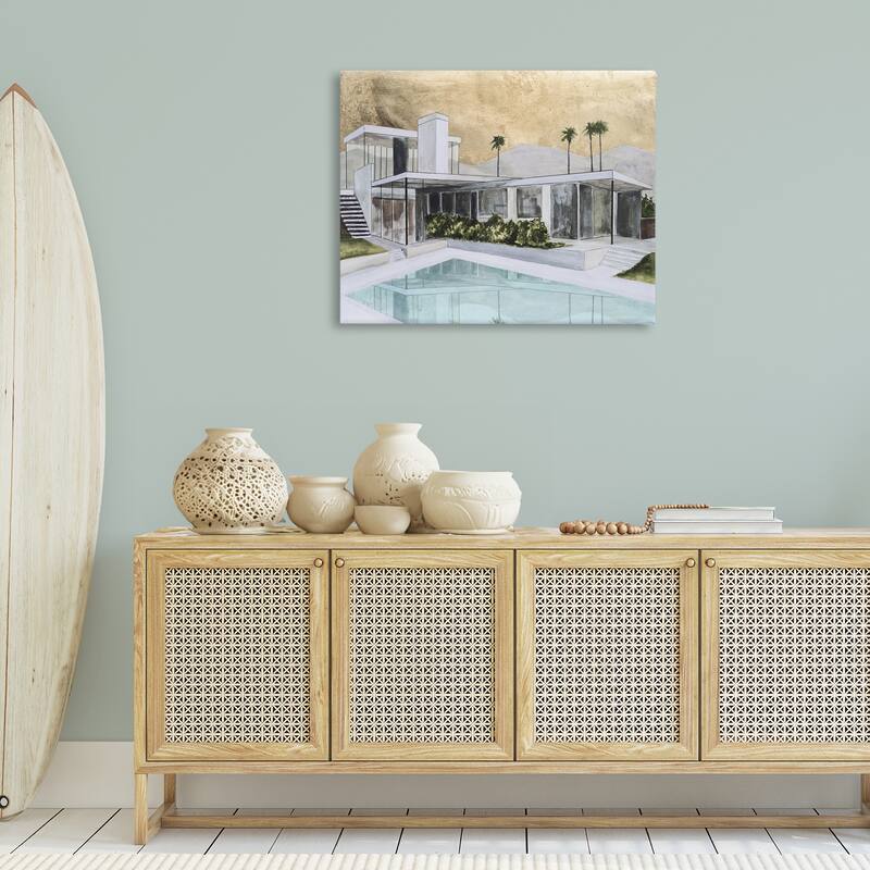 Stupell Chic Tropical Pool Yard Canvas Wall Art Design By Michael Willett
