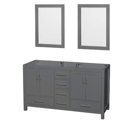 Wyndham Collection Sheffield 60" Hardwood Vanity Cabinet and Two 24"