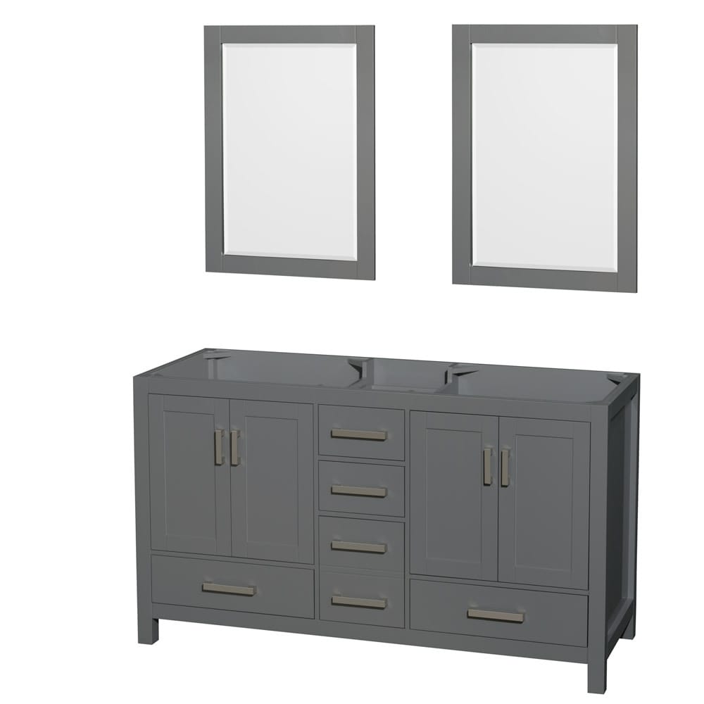 Wyndham Collection Sheffield 60" Hardwood Vanity Cabinet and Two 24"