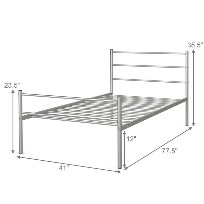Gymax Twin Size Metal Bed Frame Platform Mattress Foundation W/