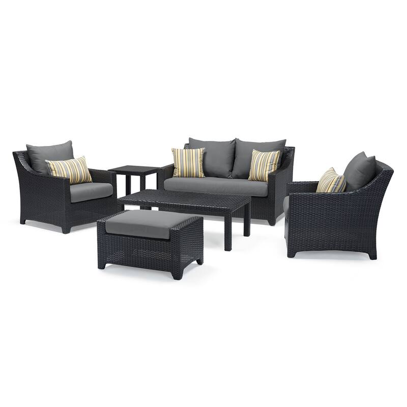 Deco 6 Piece Sunbrella Outdoor Patio Love and Club Seating Set