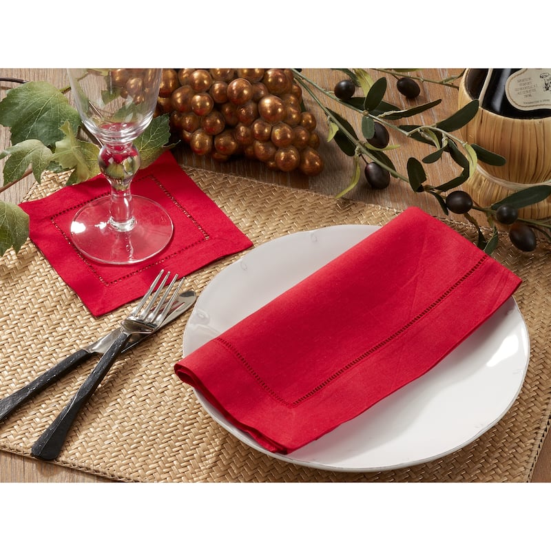 Hemstitched Linen Dinner Napkins (Set of 4)
