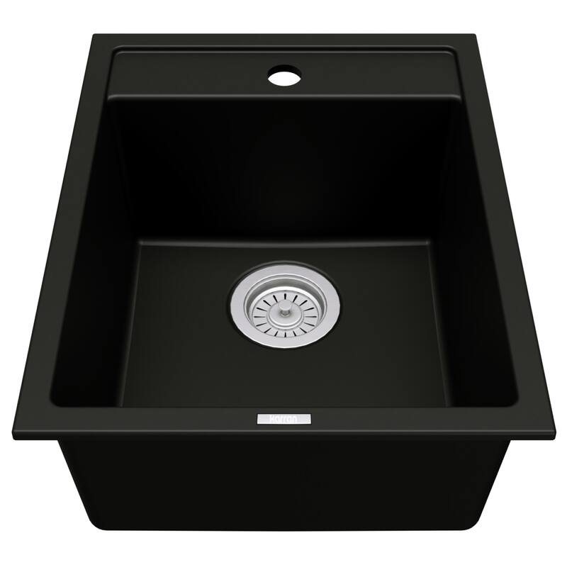Karran USA QT-825 Quartz Top Mount Sinks 15-3/4" Drop In Single Basin - Black
