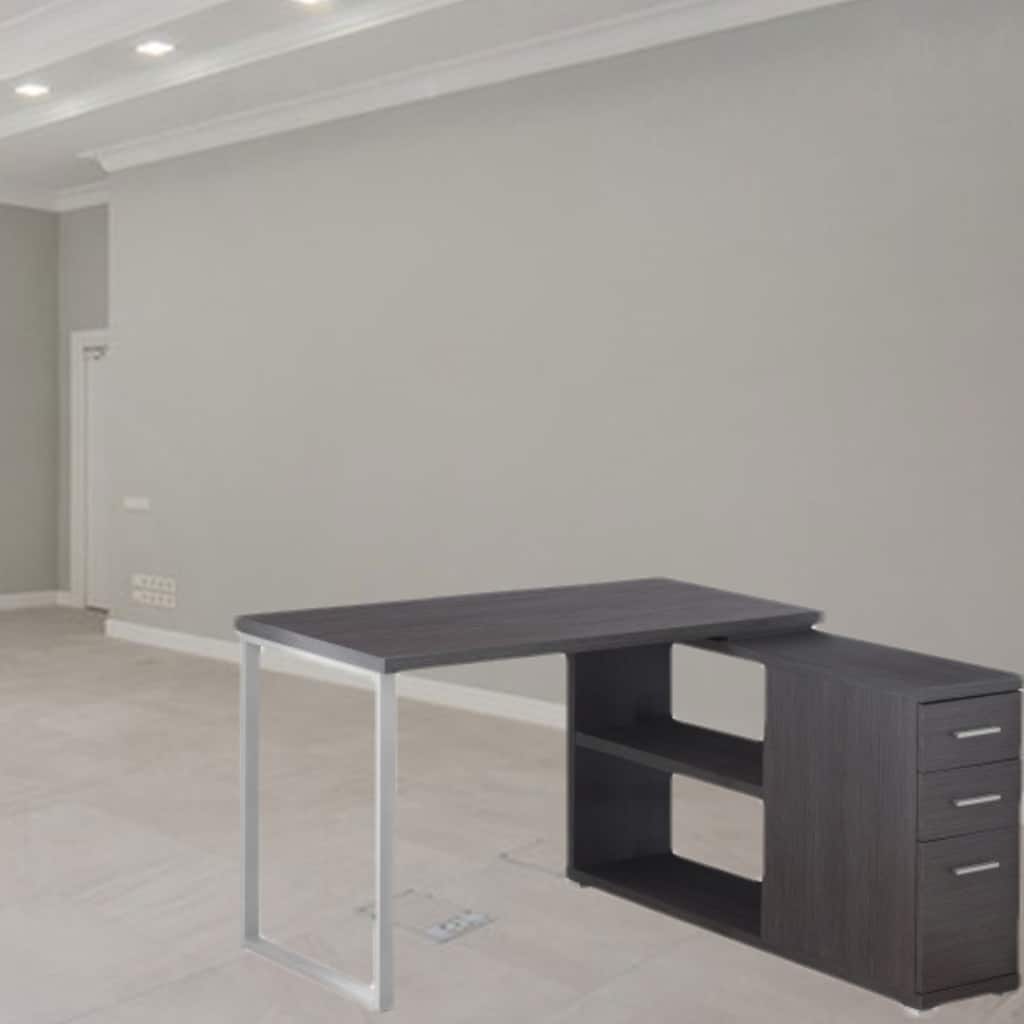 Stylish Modern L-Shape Desk for Home Office with Storage Drawers, File Organization, and Adjustable Shelf for Printer or Books