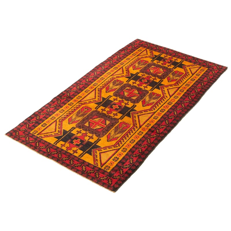 ECARPETGALLERY Hand-knotted Baluch Burnt Orange Wool Rug - 3'6 x 6'4