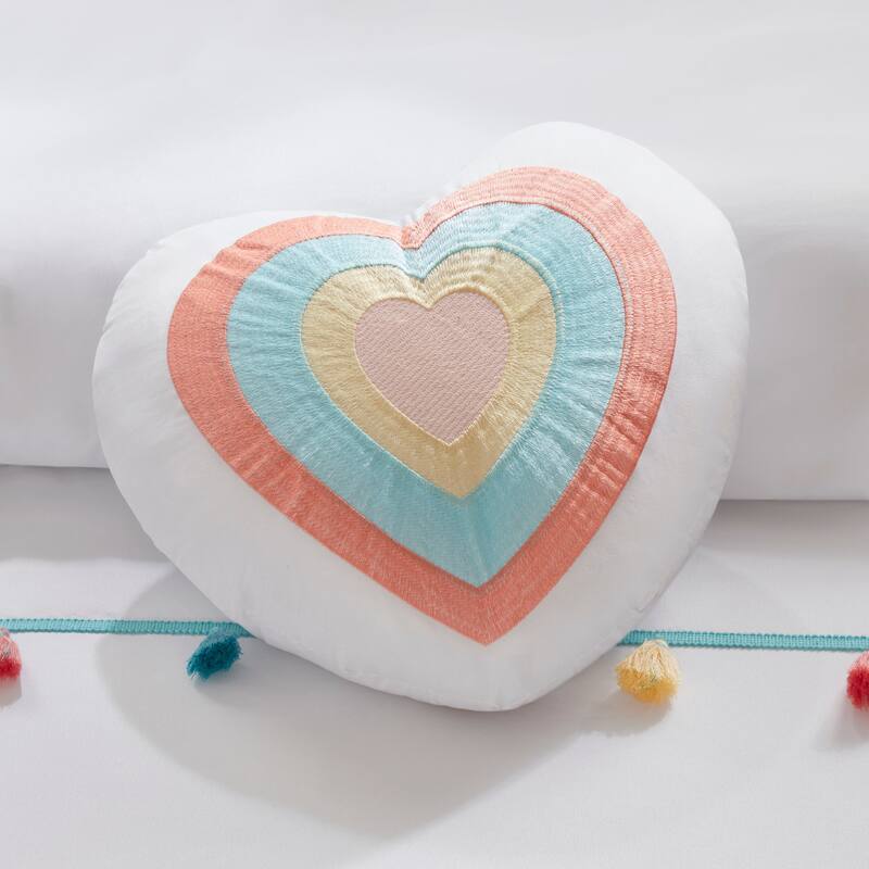Intelligent Design Kids Tanya Tassel Comforter Set with Heart Shaped Throw Pillow