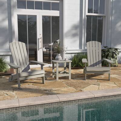 Set of 2 Indoor/Outdoor Folding Adirondack Chairs with Side Table