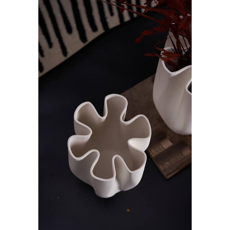 3D Printed Ceramic Off White Bowl Vase