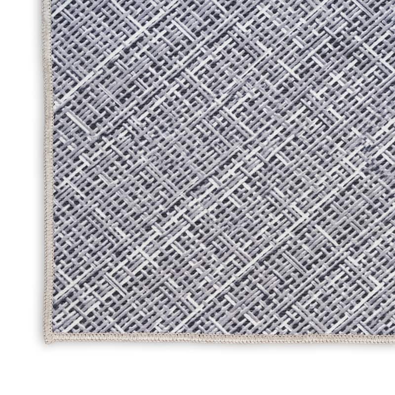 Nourison Washables Indoor only Grey Abstract Area Rug