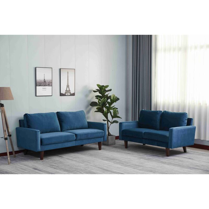 Velvet 2 Piece Loveseat and Sofa Living Room Set
