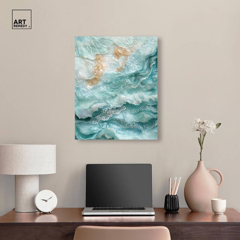Teal Tiered Turbulence Canvas by Art Remedy, Gallery Wrapped