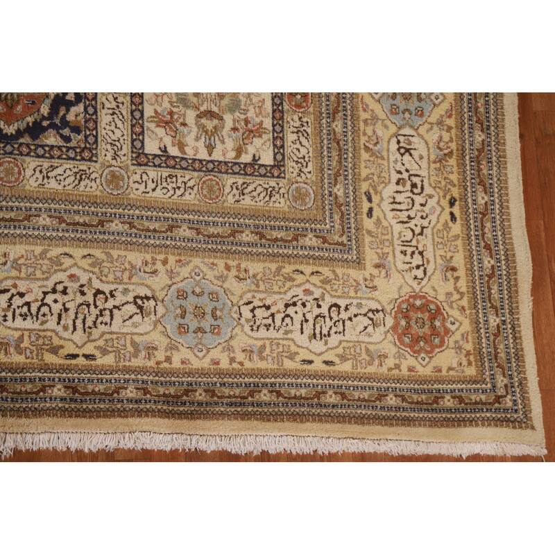 Hand Knotted Oriental 100% Wool Carpet Traditional All-Over Beige & Ivories Tabriz Area Rug - 18' 2'' X 13' 1''