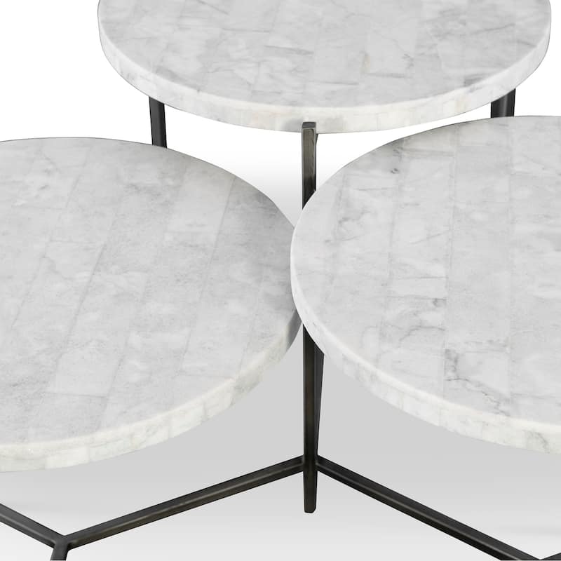 Uttermost Contarini 38" Long 3 Piece Marble Top Iron Coffee Table