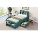 preview thumbnail 12 of 14, Twin Size Wood Platform Bed with 2 Drawers and Storage Headboard