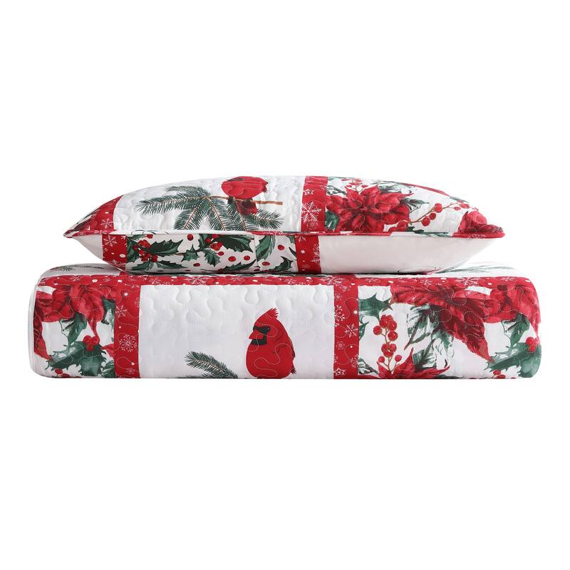 Holiday Quilt Set - Mistletoe Patchwork - Twin