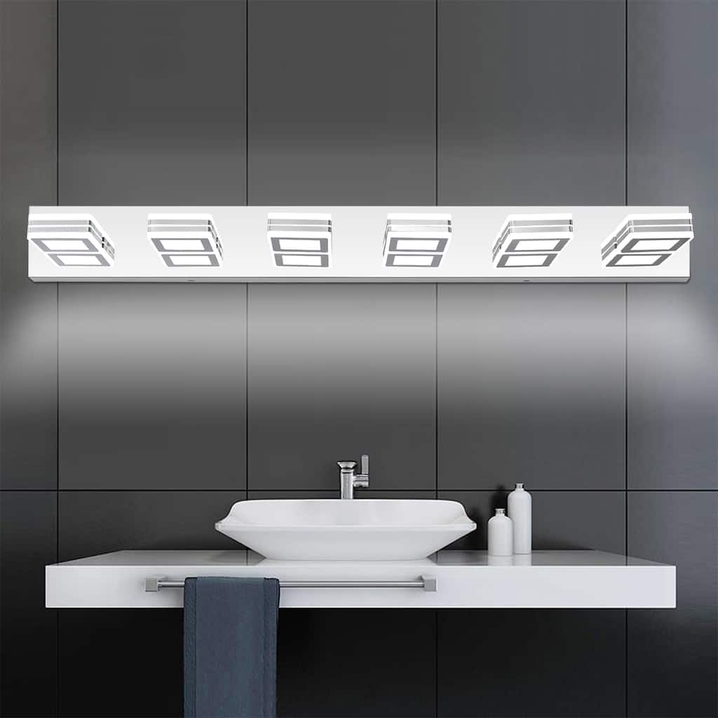 39" Modern 6-Light LED Vanity Light, Square Acrylic Lampshades Wall Mount Fixture for Bathroom, Mirror Lighting