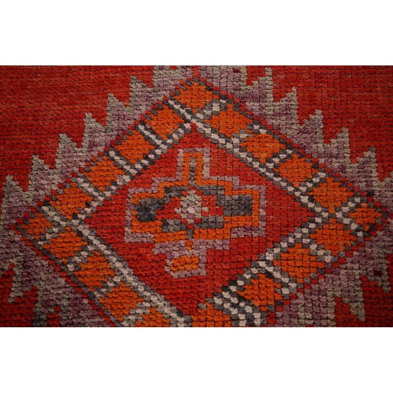 Oushak Turkish Vintage Runner Rug Hand-Knotted Tribal Wool Carpet - 3'4"x 11'10"