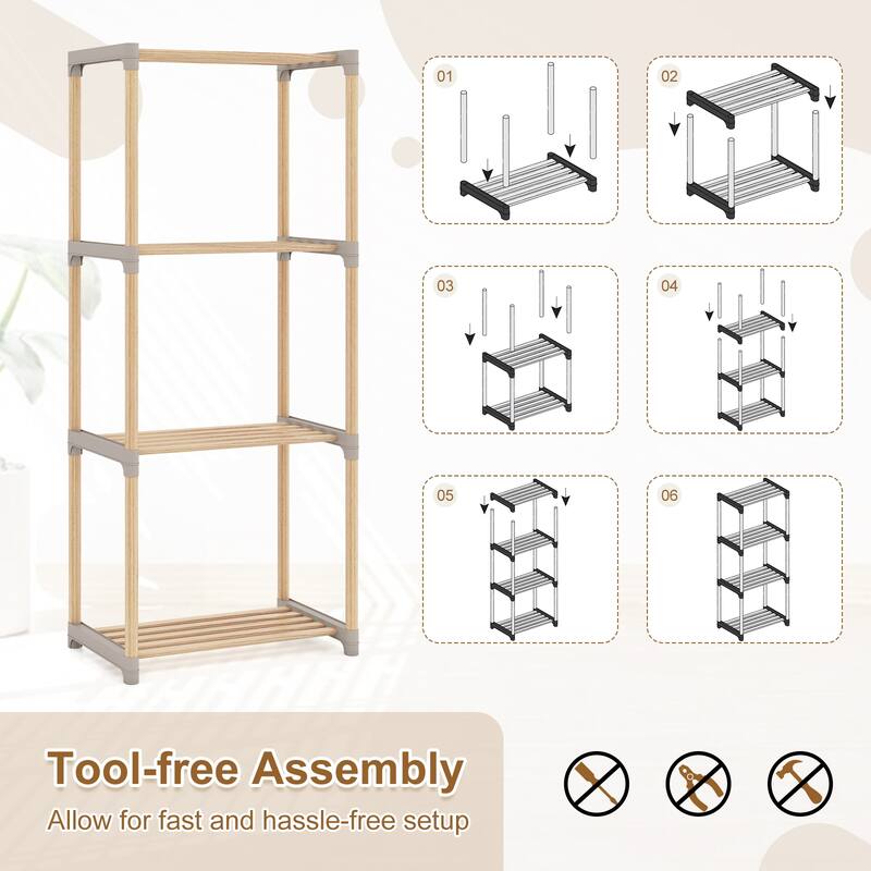 Gymax 4-Tier Bookshelf w/Open Shelves Freestanding Storage Organizer