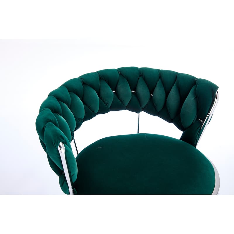 Adjustable Height Velvet Bar Chairs with 360° Swivel, Chrome Legs and Footrest, Contemporary Barstools for Dining or Counter Use