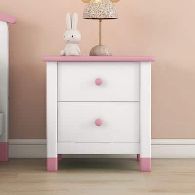 Wooden Nightstand with Two Drawers