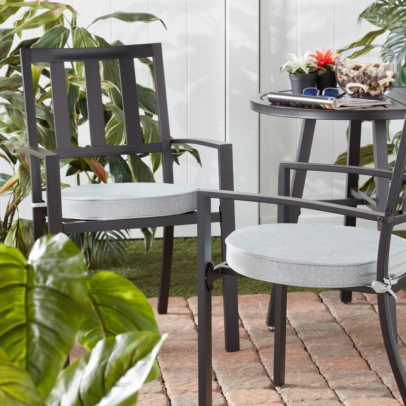 Greendale Home Fashions 18" Round Outdoor Chair Pad (Set of 2) - Heather Gray