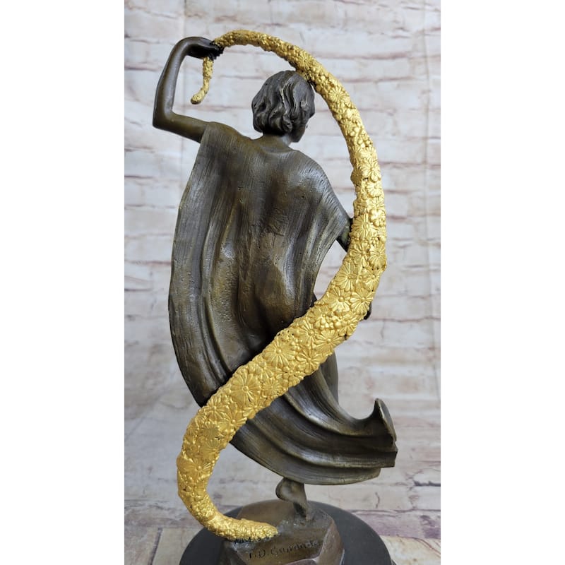 Woman With Thyrsus Art Deco Bronze Statue Sculpture By Guirande 14 Inches X 6 Inches