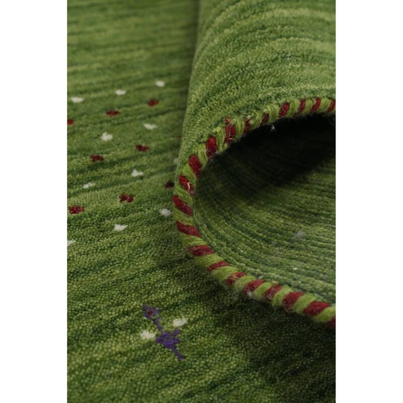 Hand Knotted Oriental 100% Wool Carpet Tribal Animal Pictorial Green Gabbeh Area Rug - 9' 0'' X 5' 10''