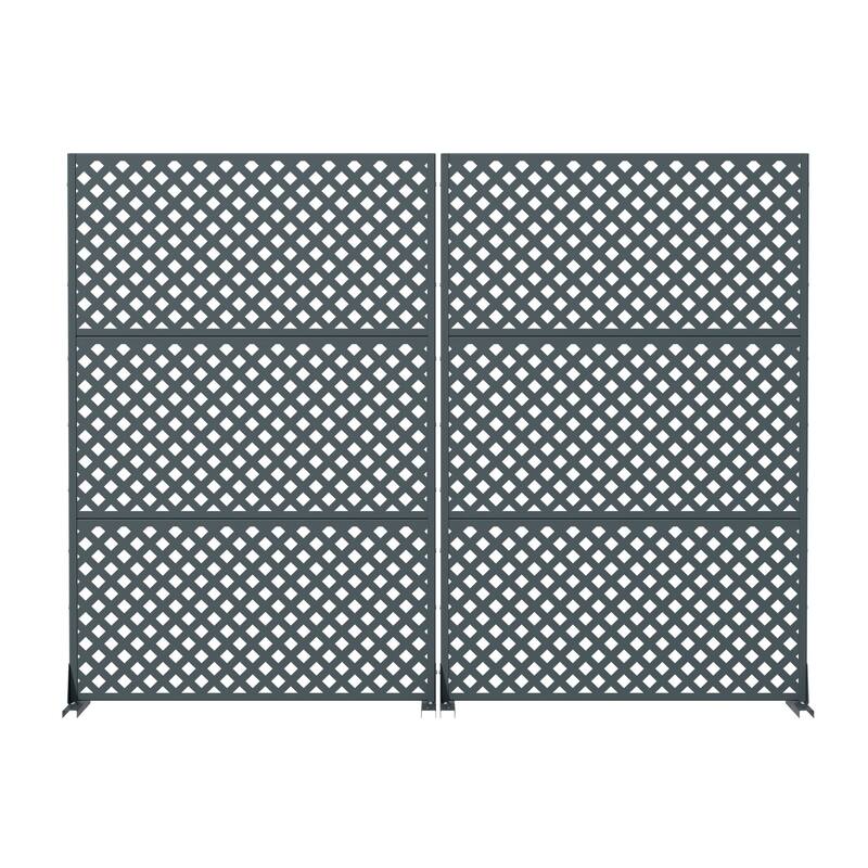 Outdoor Rectangle Privacy Screens Metal Screen Fence Panel Set of 2