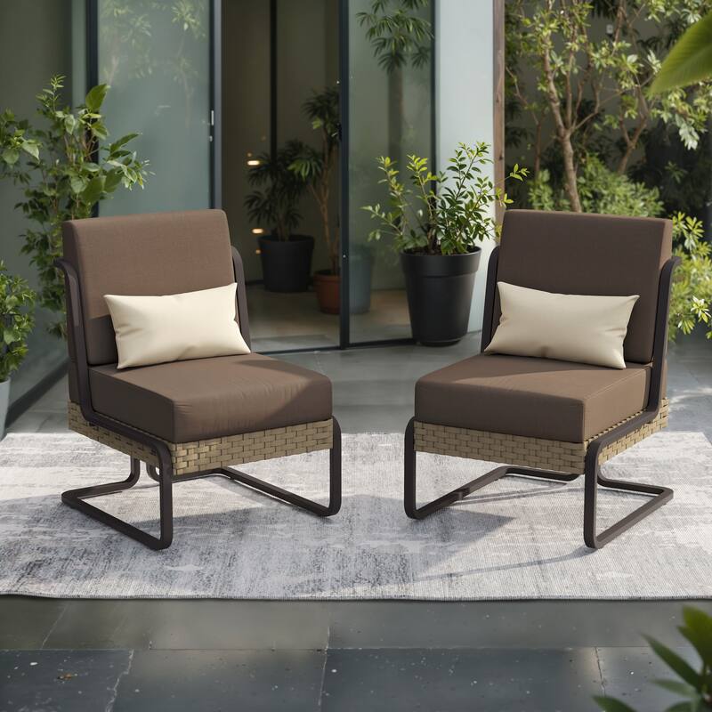 Corvus Akrotiri Outdoor Wicker Club Chair Set (Set of 2) with Olefin Cushions