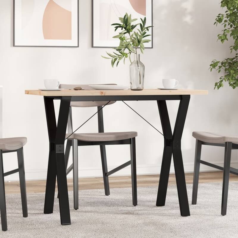 vidaXL Dining Table O-Frame Side Accent Coffee Table Solid Wood Pine and Steel - Brown 19.7 x 39.4 x 29.7