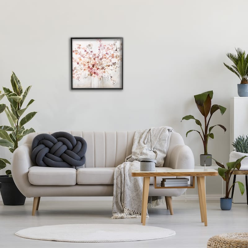 Stupell Abstract Warm Floral Vine Bouquet Expressive Red Flowers Framed Wall Art
