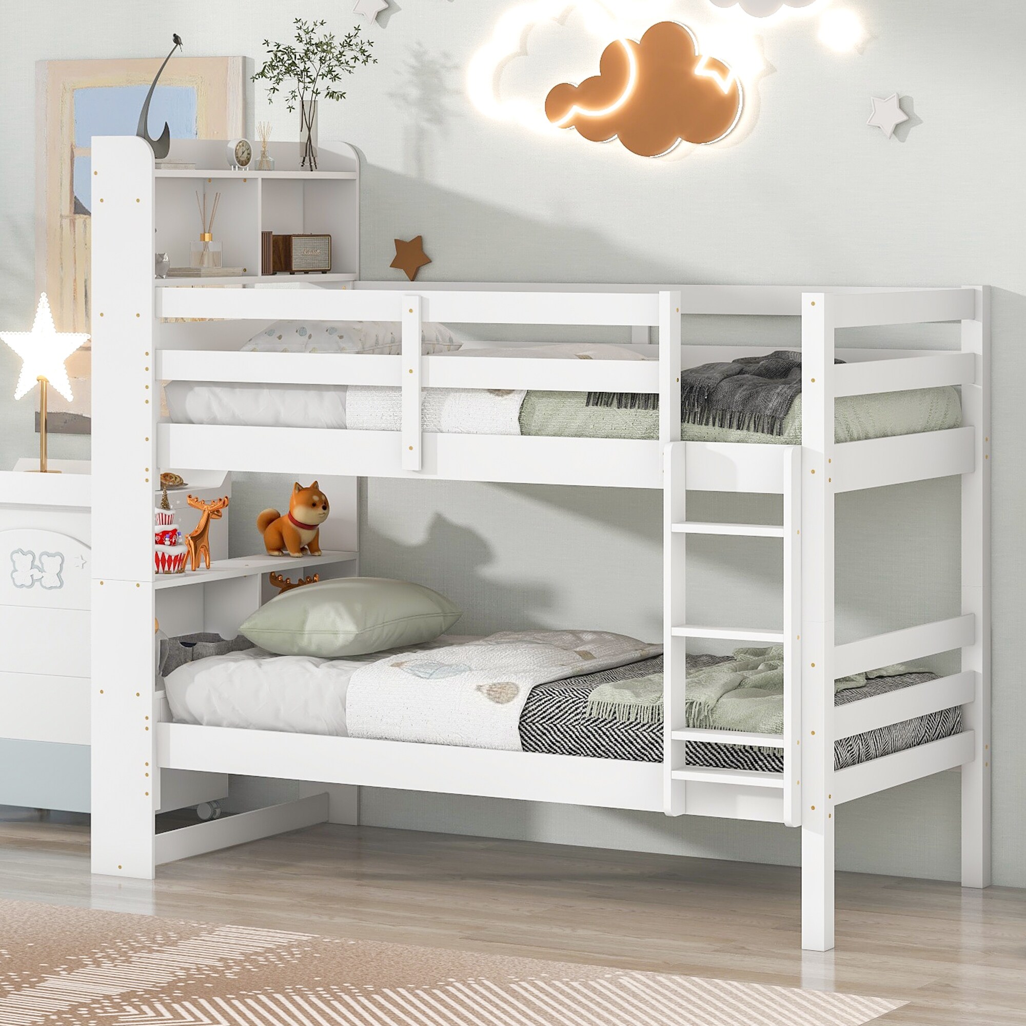 White wood twin bunk bed sale
