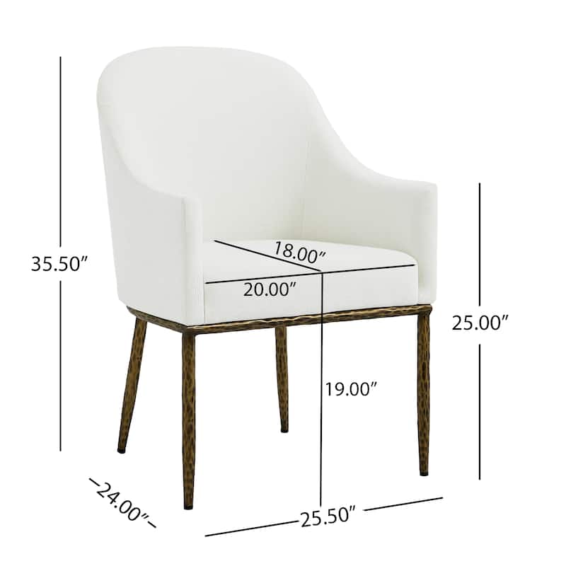 Christopher Knight Home - Ameson Artisan Upholstered Dining Chairs Set with Amrest, Hammered Metal Legs & Padded Seat