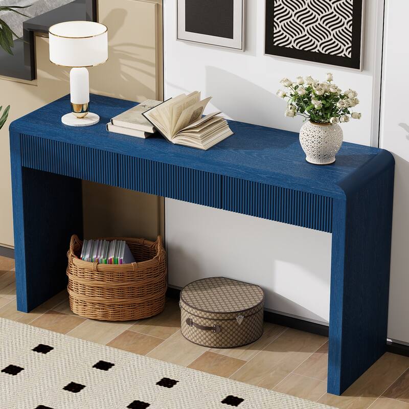 Rustic Fluted-Front Console Table with Hidden Storage by Harper&Bright Designs