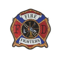 Meyda Tiffany Tiffany Stained Glass Firefighter's Window Pane from the ...
