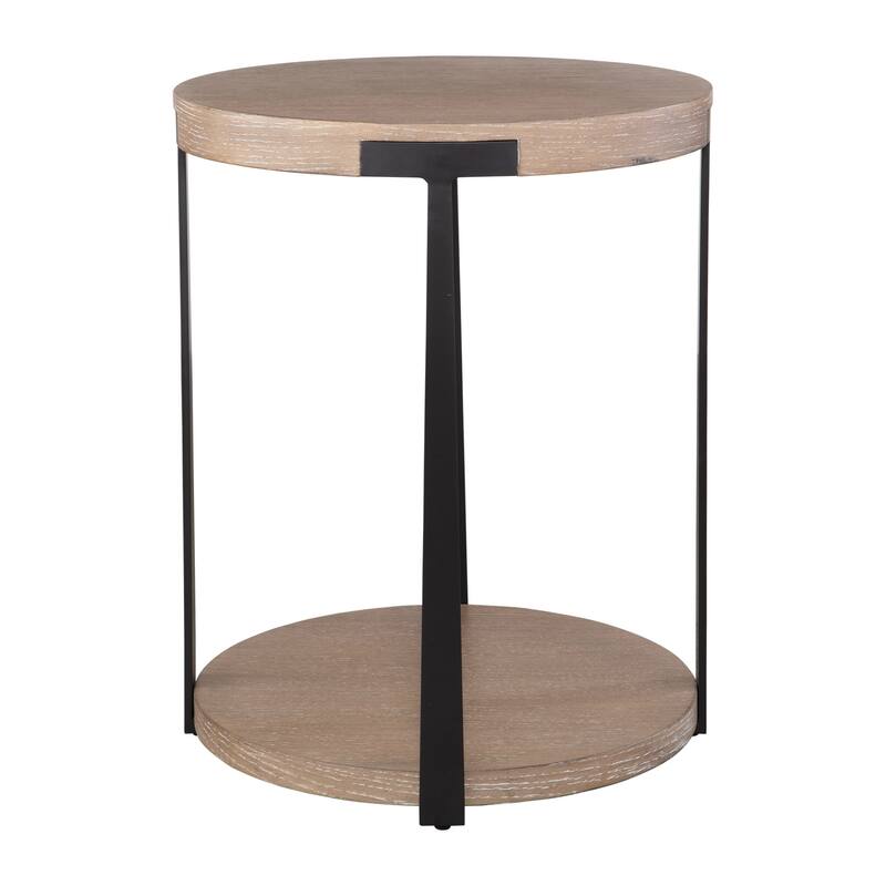 Round Top Double Platform Side Table - 24" - Bronze Finish