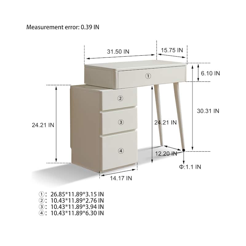 Christopher Knight Home - Claire Solid Wood Vanity Table with Storage Drawers and Matching Stool, Compact 80cm Design